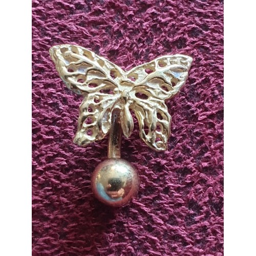Mooie gouden vlinder piercing. 14 karaat goud. 2.11 gram