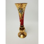 Italiaanse Venetiaanse Murano geëmailleerd rood Vaasje glas met goud en bloemen