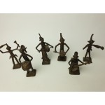 Ashanti tribal art muziek band bronze beeldjes, 6 stuks, set 6