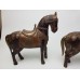 2 Antiek houten paardjes bekleed latoenkoper 