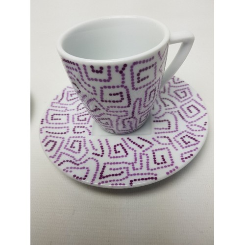 Nespresso design koffie kop en schotel wit met paars