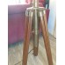 Vintage tripod statief lamp, statieflamp hout messing