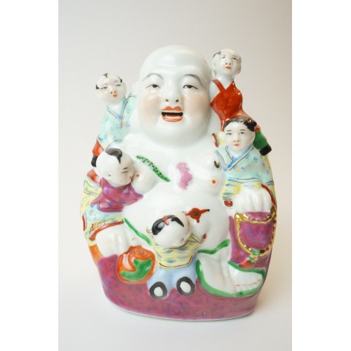 Antiek Chinees Family Rose Porselein lachende boeddha