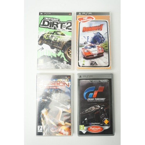 4 x psp game, Gran Turismo, Burnout Legends, Colin McRae Dirt 2, NFS Carbon