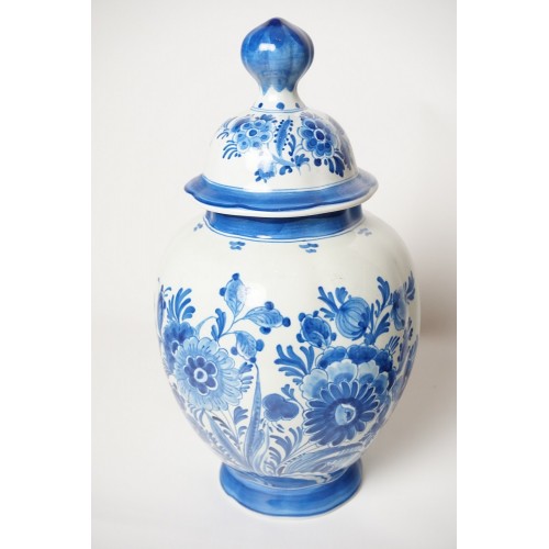 Delfts blauwe vaas porcelyne fles, CJ 1890 MDE