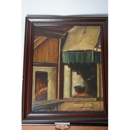 Olieverf schilderij van Hendrik Mathey op doek